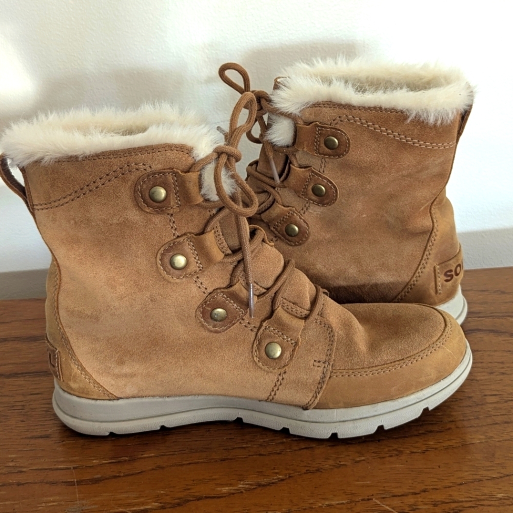 Sorel Camel Suede Winter Boots Women's 8.5